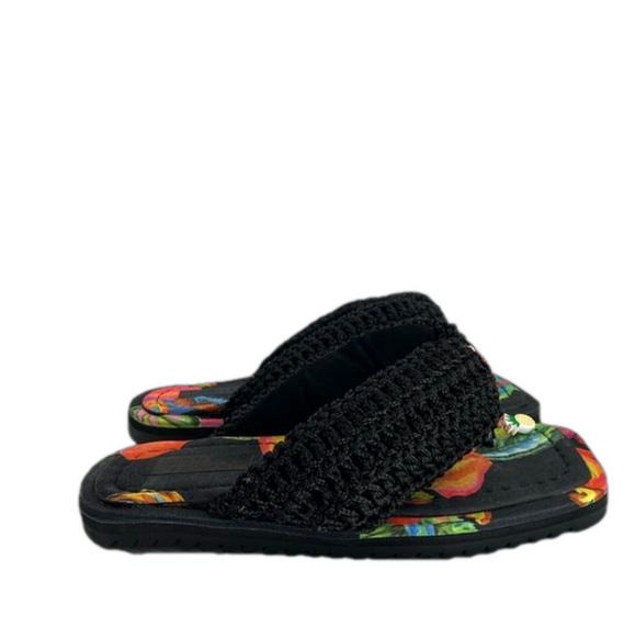 Farm Rio Cashew Crochet Puffy Flip Flop Size 6 NWOT - Picture 5 of 11